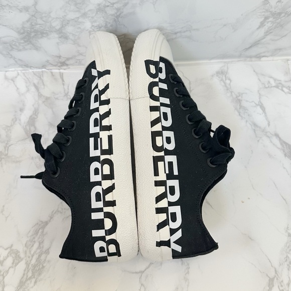 Burberry Black and White Cotton-Gabardine Sneakers - Picture 4 of 14